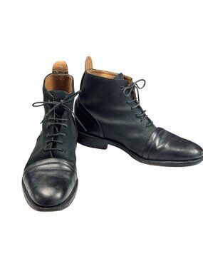 Grenson England Leather Men's Combat Boots Black • 10.5 US 9.5 UK